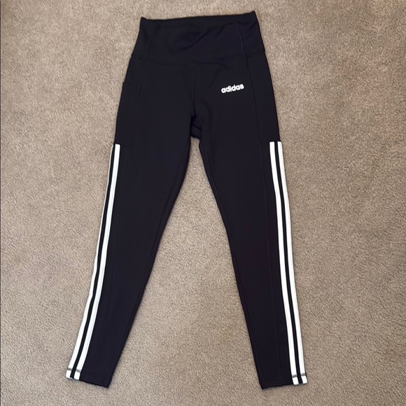 adidas Pants - Adidas Black and White Leggings with Iconic Stripes